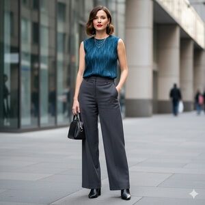 Vintage Elegant Blue Sleeveless Top